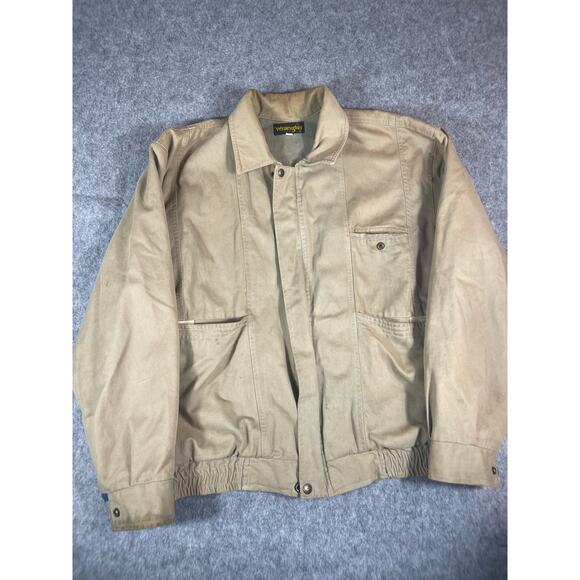 VINTAGE 90s Wrangler Jacket Men XL Brown Bomber Utility Boxy Streetwear Workwear - Picture 1 of 6